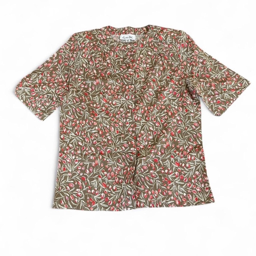 Vintage Austin Hill/Evan Picone button-down blouse with floral tulip print XL